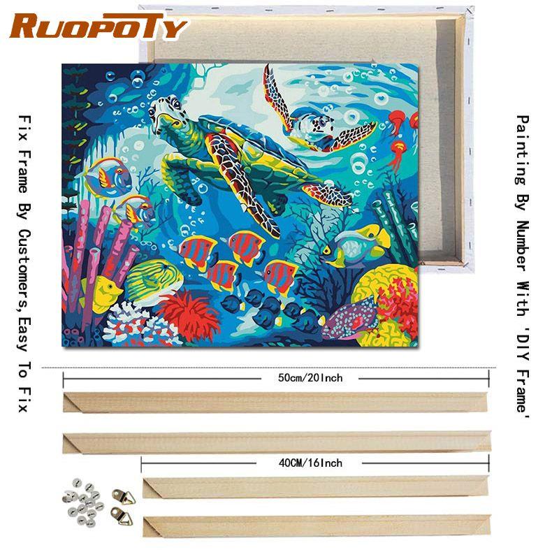 RUOPOTY With DIY Frame Animals DIY Painting By Numbers Modern Wall Art Canvas Hand Painted Oil Painting For Home Decoration