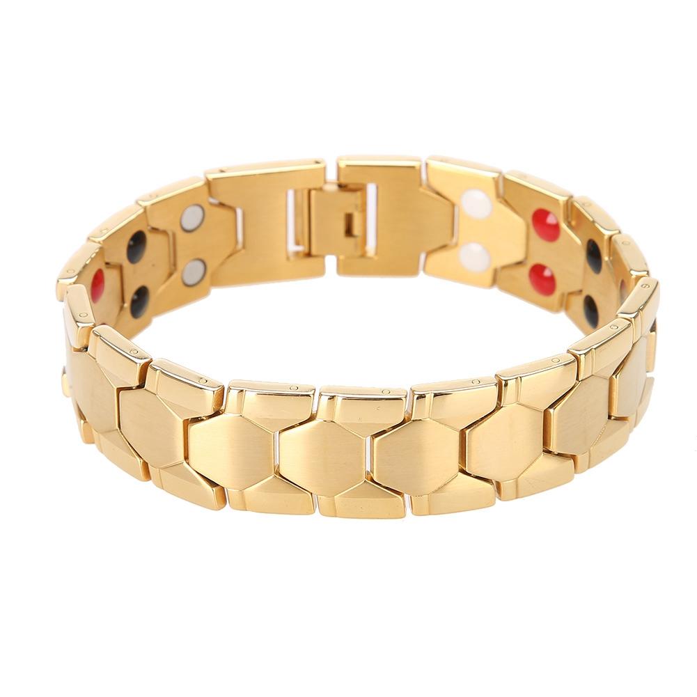 Fashionable Jewelry Magnetic Titanium Bio Energy Bangle Men Health Care Bracelet (Gold)