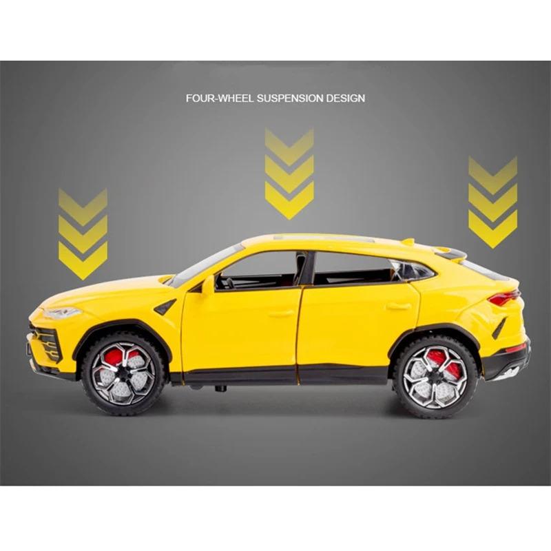 1/24 Lamborghini URUS Bison SUV-Sportwagenmodell aus Legierung, Druckguss-Geländewagen aus Metall, Automodellsimulation, Ton und Licht, Kinderspielzeug, Geschenk