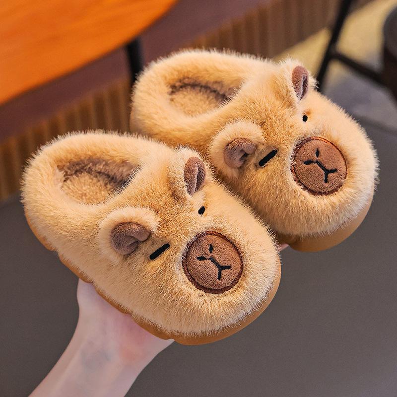 

Kapibara Winter Children s Cotton Slippers for Boys and Girls, Warm and Fleece-Lined, Parent-Child Matching, for Older Kids and Toddlers, with 24/25Code(Insole Length15
