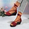 Fashion Ladies Shoes 2025 Brand Peep Toe Women's Sandals Hot Sale Lace-up New Casual Plus Size Summer Concise Best Seller Wedge Sandals