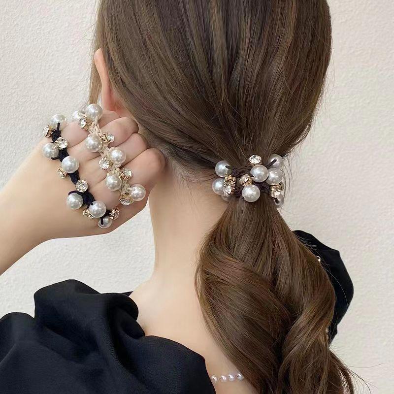 "Versatile Pearl Hairband: High-Elastic Luxury for Stylish Buns and Ponytails"