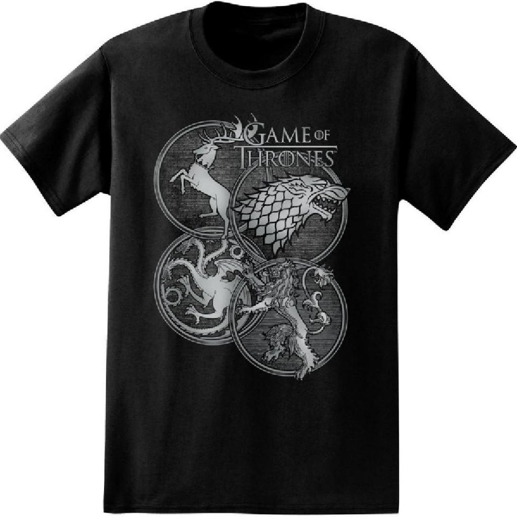 Game of Thrones House Symbols Adult T-Shirt (X-Large) Black