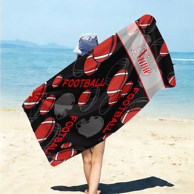 Personalized Football Fanatic Journal Beach Towel Microfiber Beach Towel Thin Absorbent for Beach Swimming Yoga Bath Sports. 0910157