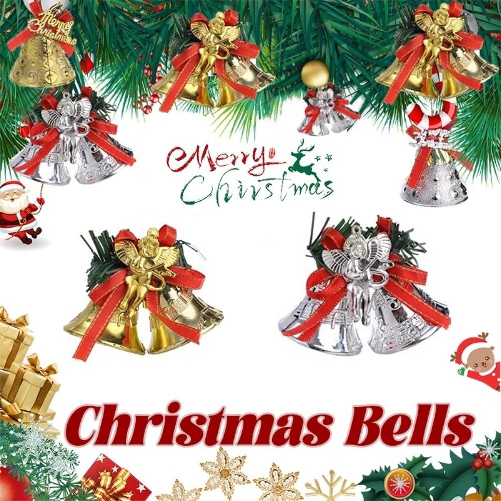 4/2Pcs Plastic Christmas Bells Merry Christmas Xmas Tree Decorations  Festival Party Celebration