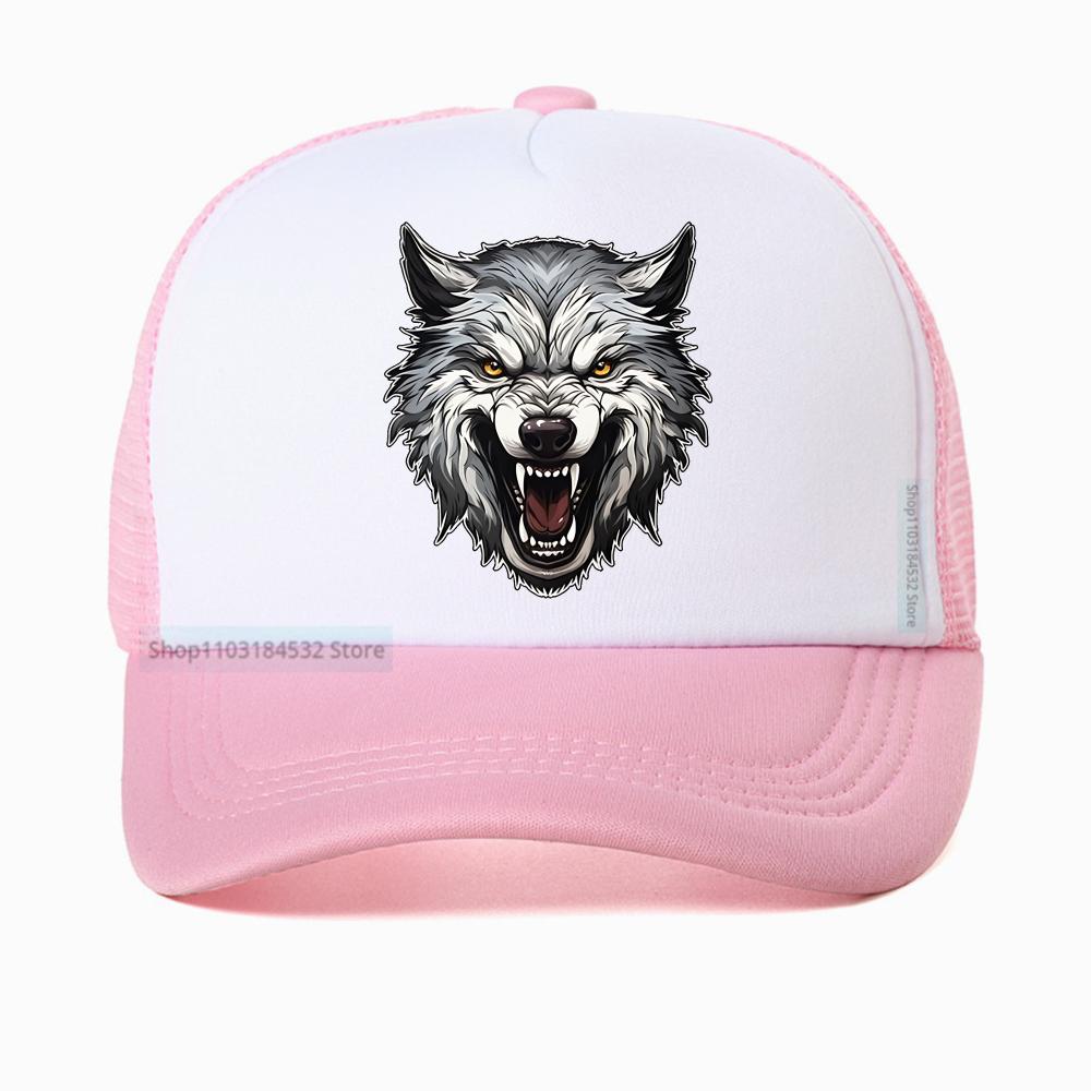Ferocious Wolf Breathable Baseball Cap Unisex Mesh Snapback Visor Hip Hop Cotton Solid Color Trucker Hat Bone