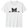 Peeking Grey Cat T-Shirt British Shorthair Cat Gift For Him And Her