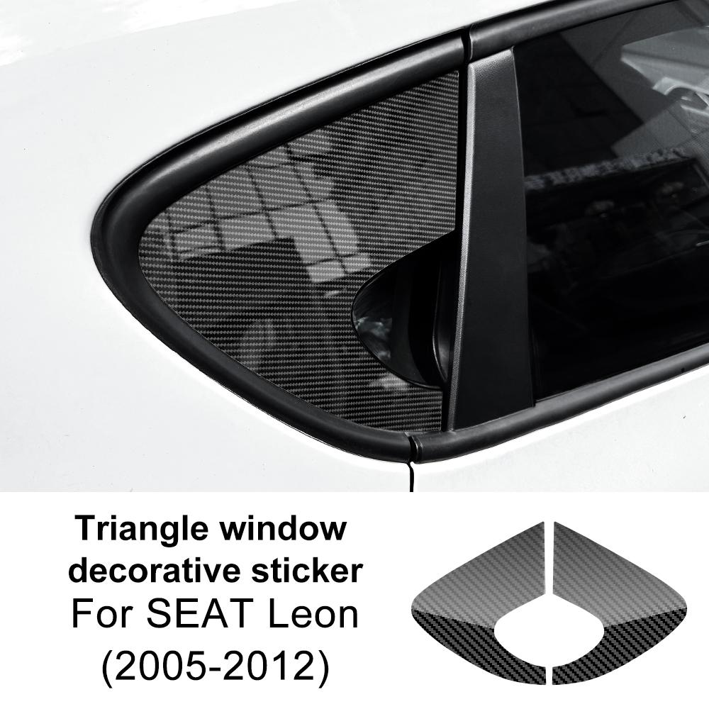

For Seat Leon MK2 1P Altea 2005 2006 2007 2008 2009 2010 2011 2012 Triangle Window Sticker Carbon Fiber Pattern Glossy Black