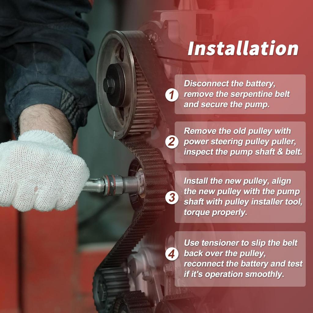 No.32421740858 Power Steering Pump Pulley for BMW 320i 323Ci 323i 325Ci 325xi 328Ci 330Ci 530i 330i 330xi 528i for BMW X5 2001-2006 L6 3.0L 3.0i