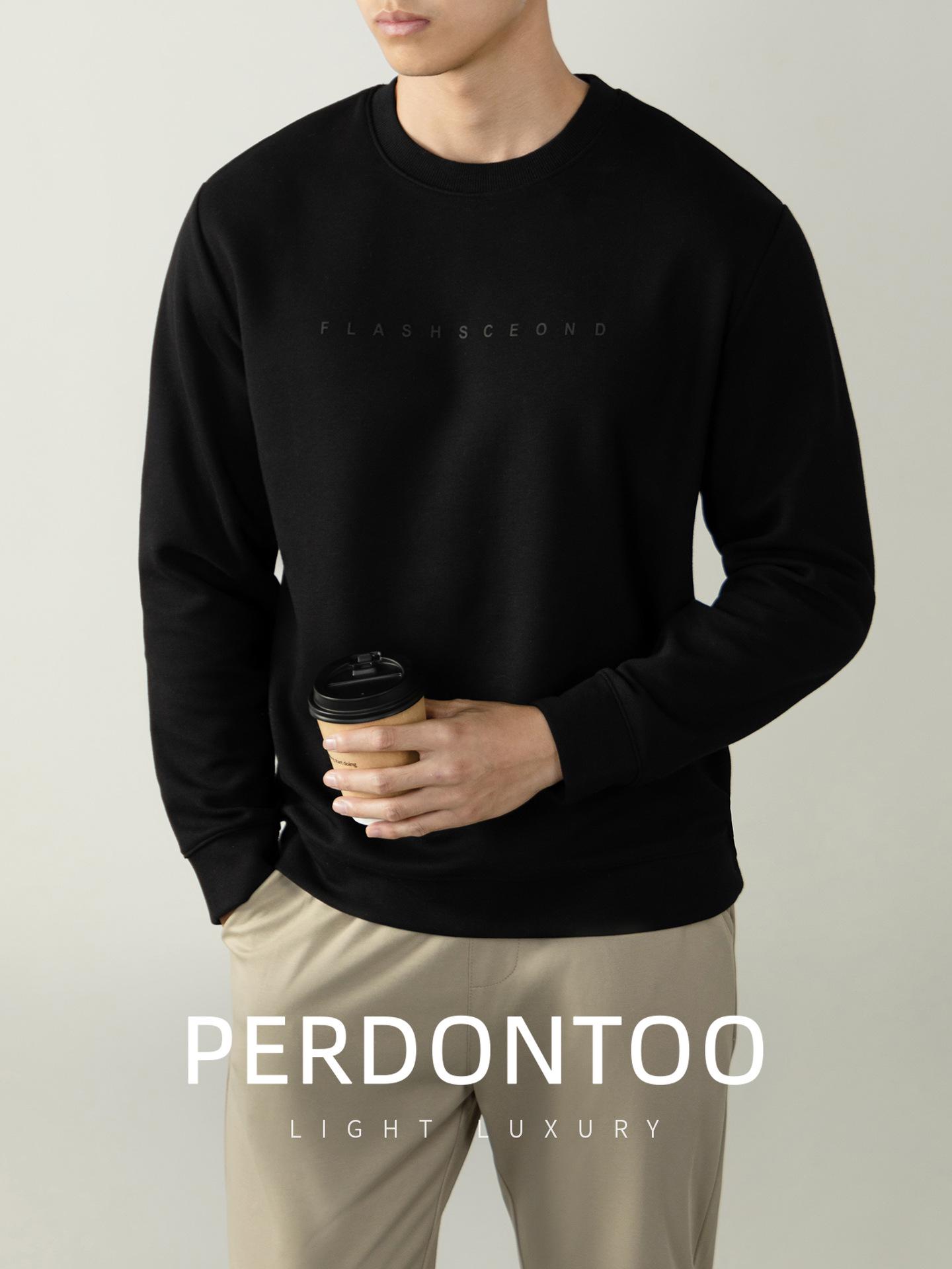 Men s 2025 Autumn/Winter Japanese Style Heavyweight Crewneck Sweatshirt with 3D Flocking L