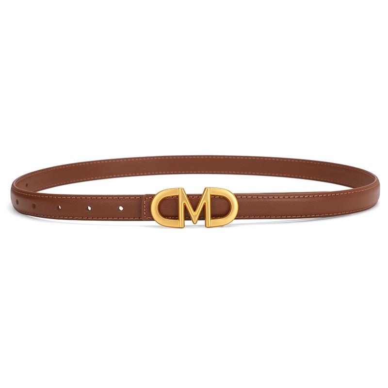 Womens Slim Leather Belt With M-Shape Alloy Buckle Casual Office Jeans Skirt Waistband