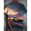 Großes Herren Sportwagen Muster 3D Gedrucktes Herren Rundhals Kurzarm T-Shirt Sommer Mode T-Shirt Lässig Bequem Vielseitiges Oberteil