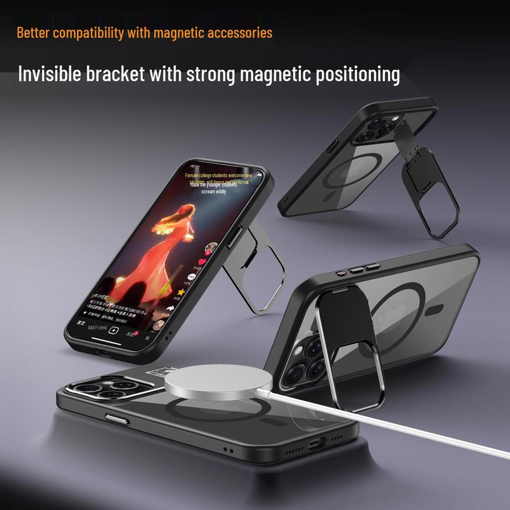Magnetic Drop-Proof Lens Stand Case for iPhone 17 Pro Max/16 Pro/15