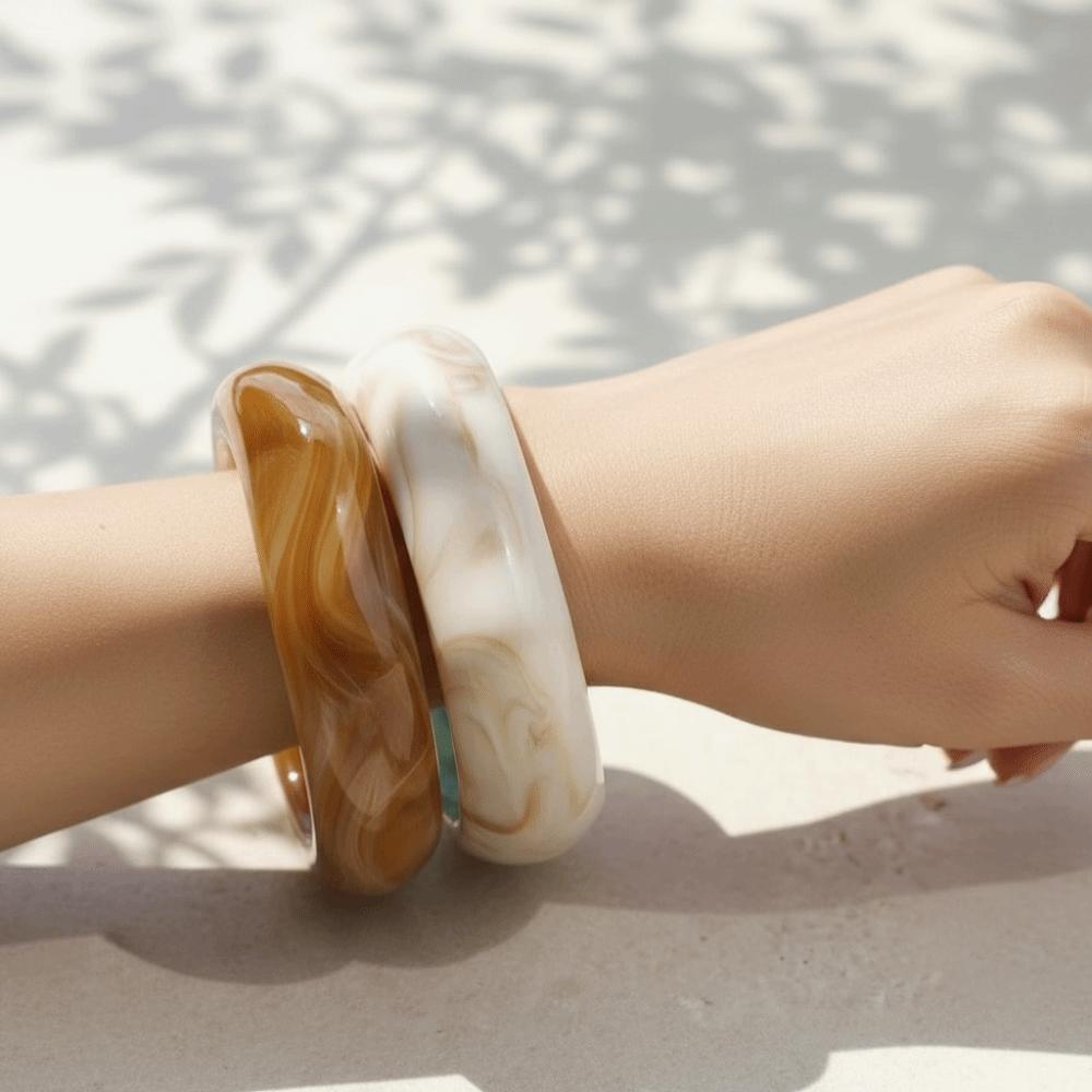 Farbverlauf Acryl Armbänder Durchscheinend Dicke Armreifen Statement Armreifen Harz Armreifen Gen Z Frauen