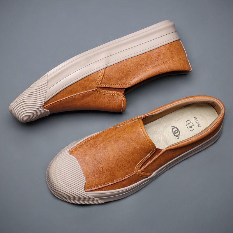 

Кроссовки Plimsoll Leisure весна-осень на плоской подошве мужские кожаные повседневные туфли для доски серые вулканизированные туфли для мужчин слипоны обычный размер 45 44