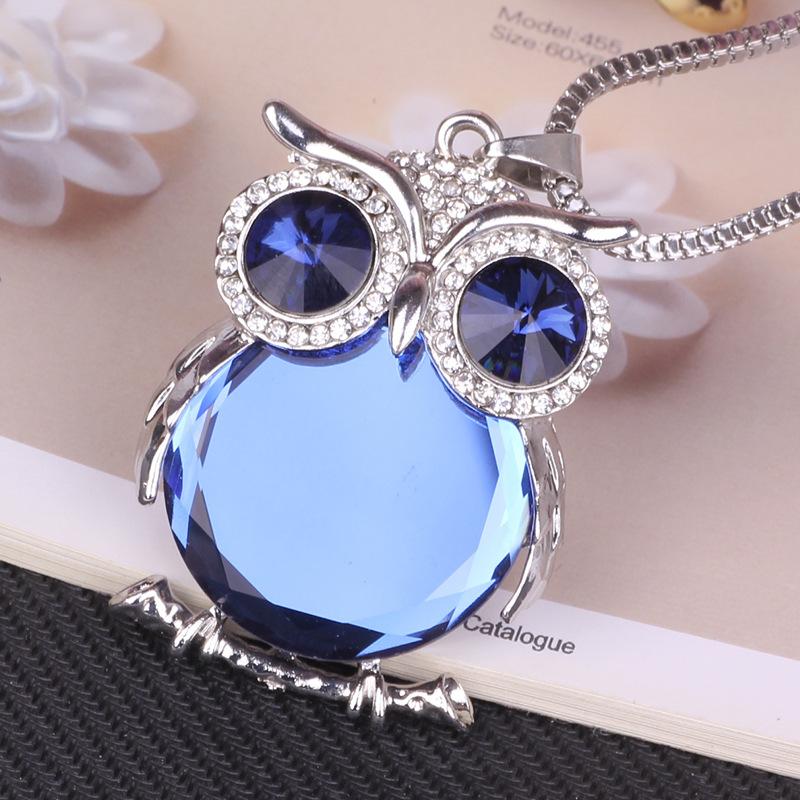 Crystal Owl Sweater Chain Women S Autumn And Winter Long Owl Pendant Necklace Clothes Accessories K5