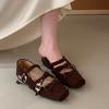 Fashion SUOJIALUN 2025 New Brand Women Flat Shoes Fashion Round Toe Ladies Elegant Mary Jane Shoes Soft Flat Heel Dress Single Shoes