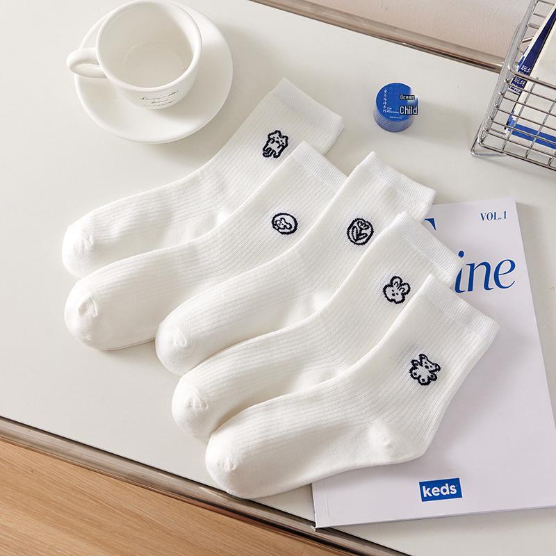 Șosete Dama Mid-Calf - Primăvară/Vară, Florale Japoneze la Modă, Stil Coreean