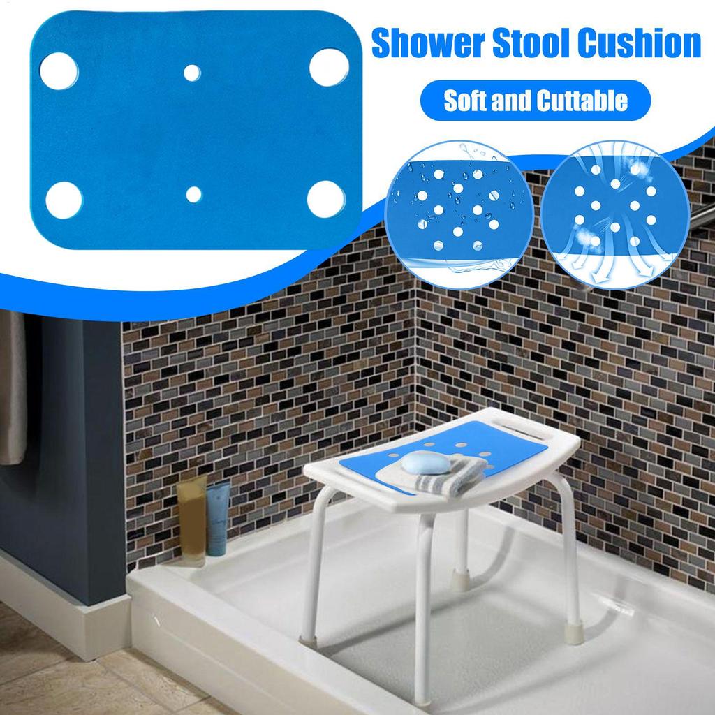 Bath Chair Pad with Adhesive Backing Non Slip Shower Seat Mat, Bathroom Shower Chair Cushion, Waterproof Soft Cover for Elderly