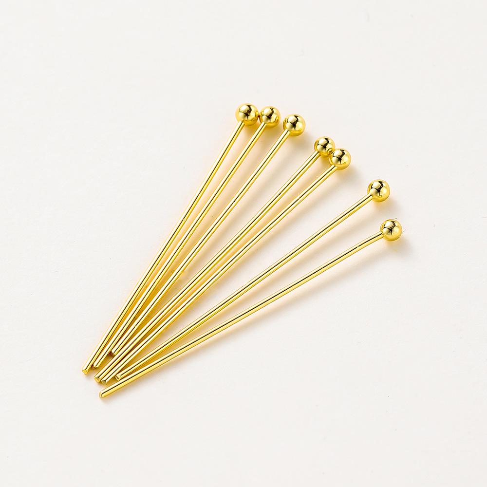 14k Copper-Plated Round Head Pins for DIY Jewelry - Gold Retention Ball Pins for Earrings and Pendants