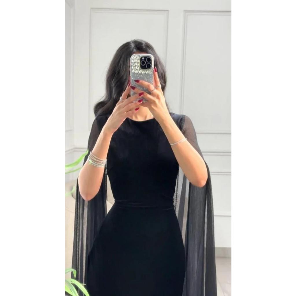 Robe de soirée Velours Bodycon Manches Cache-cœur Automne Hiver Nouvelle Collection Pour Femmes, Style Européen Américain Robe de Soirée Formelle de Fête Pour Crossborder
