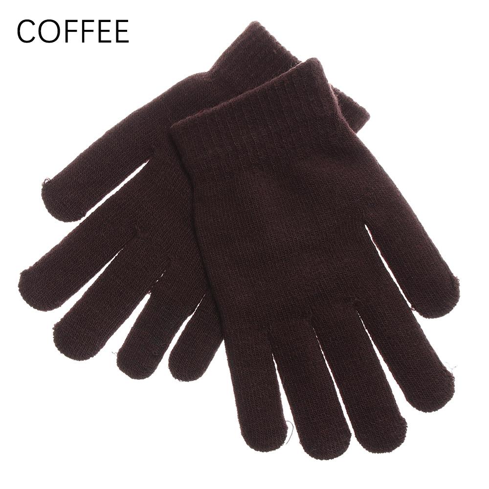 Basic Thicken Thermal Wrist Warmer Plush Lining Wool Knitted Full Fingered Gloves Mittens