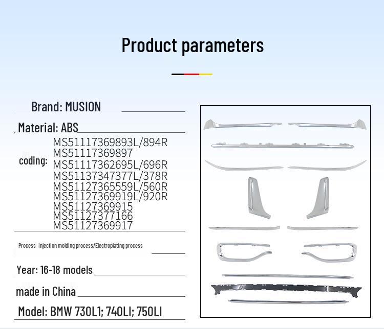 BMW 730Li/740Li Fender Trim, 750Li Front Fog Light, Rear Bumper Exhaust