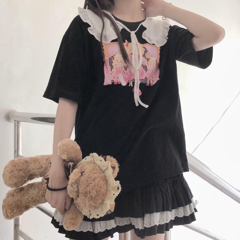 Mini Skirts Women Lace Ruffle Japanese Kawaii
