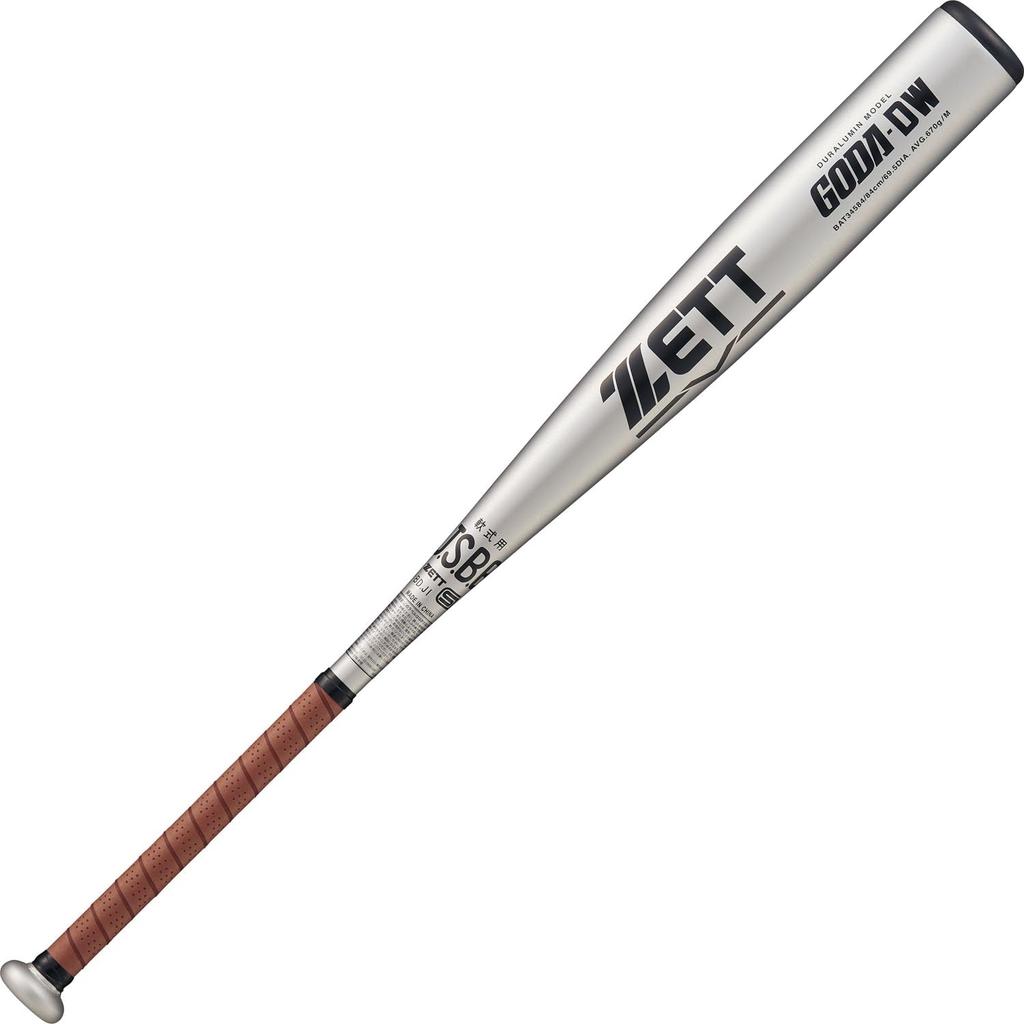 ZETT Baseball Soft Metal Bat for Middle Silver x Average Swallow Sports Bat, Softball, Balance, Adult/General Use, BAT34584, Brown, 84cm/670g Weight,