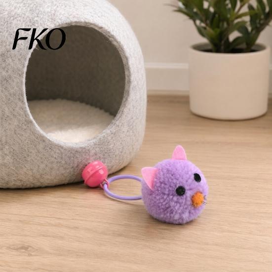 Cat Toy Plush Mouse Ball, Soft Fluffy Ball with Bell, Kitten Colorful Teething for Indoor Cats Boredom Relief Interactive Play