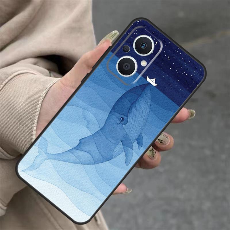 Cartoon Whale Case For OPPO Reno 14 10 11 12 13 Pro 11F 12F 13F 14F 7 8 Lite OPPO Find X9 X8 X5 Pro Cover