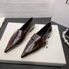 Women's Pointed Toe Leather Loafers with Minimalist Strap and Low Heel for A Chic