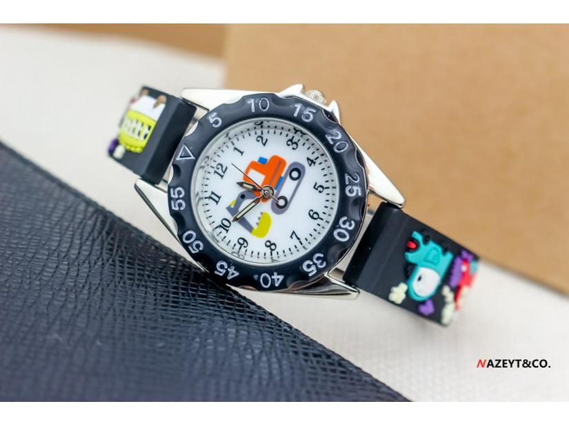 Korean 3D Cute Excavator & Go-Kart Quartz Watch for Boys - Silicone Strap