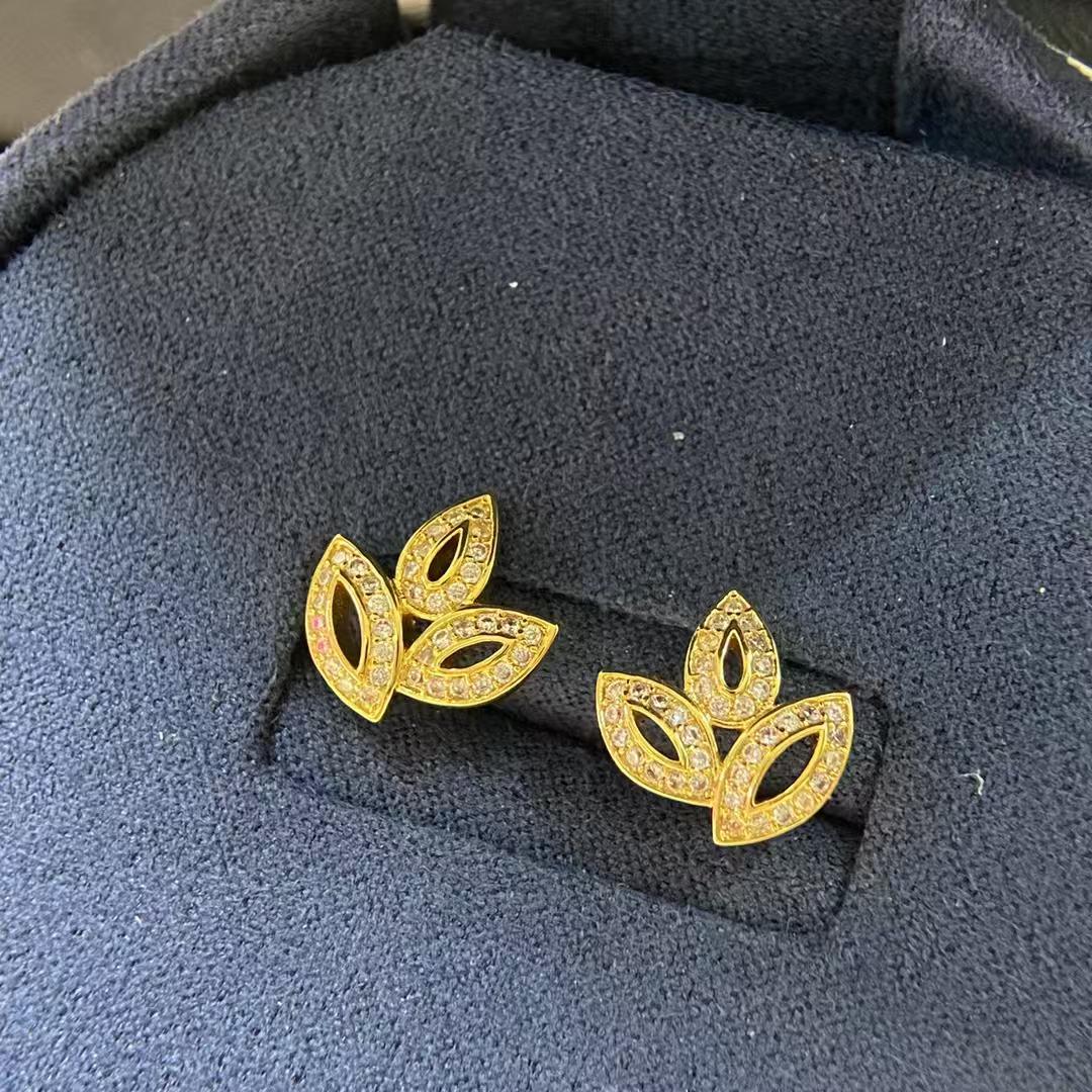 

Серьги-пусеты из стерлингового серебра с белым золотом и бриллиантами в виде лилий для женщин