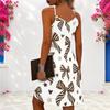 Women Plus Size White Criss Cross Cutout Neck Sleeveless Floral Printed Fitted Curved Hem Dress
