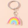 Cartoon Smile Rainbow Keychain Resin Key Rings Gifts for Women Men Car Key Chain Jewelry Bag Accessories