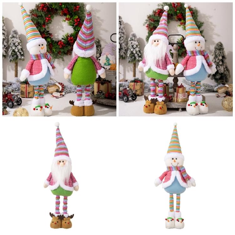 Expandable Standing Dolls Santa/Snowman Toy with Extendable Legs Festival Home Decoration Christmas Party Supplies