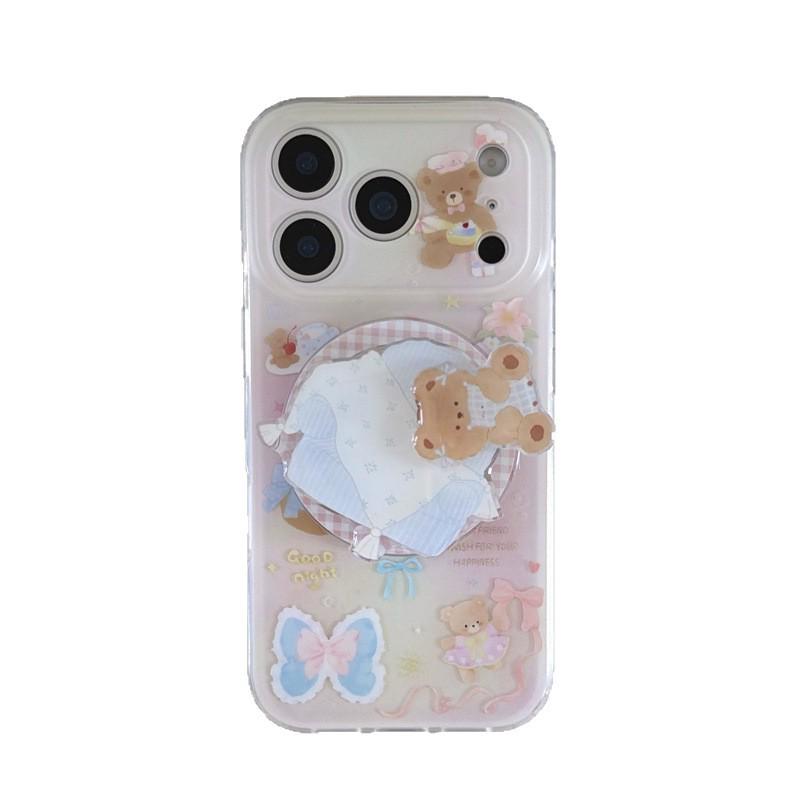Blush Bear Magnetic Phone Case for iPhone 17/16 Pro Max/15/14 New Model
