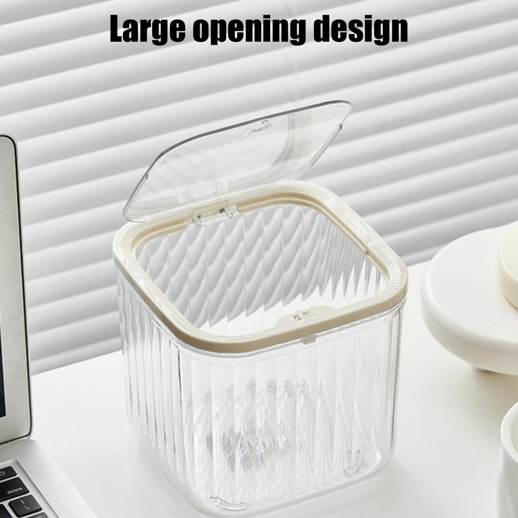 Desk Garbage Can Dustproof Skin Care Display Cases Clear Container Space-Saving Box For Kitchen Dorm Bathroom Bedroom Makeup