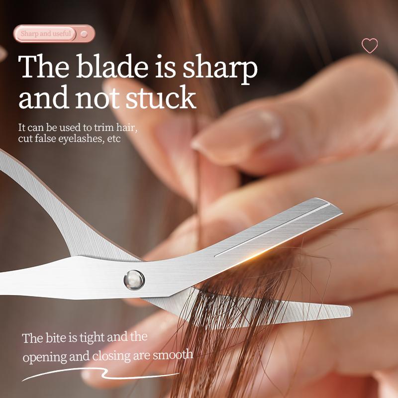 Lovely Heart Precision Eyebrow Trimming Scissors with Integrated Comb, Manual Grooming Tool, Durable Plastic Handle Eyebrow Razo