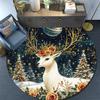 Winter Deer Round Area Rug,Carpet Rug for Living Room Bedroom Sofa Playroom Decor,Non-slip Floor Mat