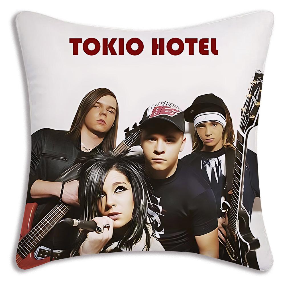 Hot Rock Band Tokios Hotels Pillow Covers Cartoon Sofa Decorative Home Double-Sided Printing Short Plush Cute Cushion Cover