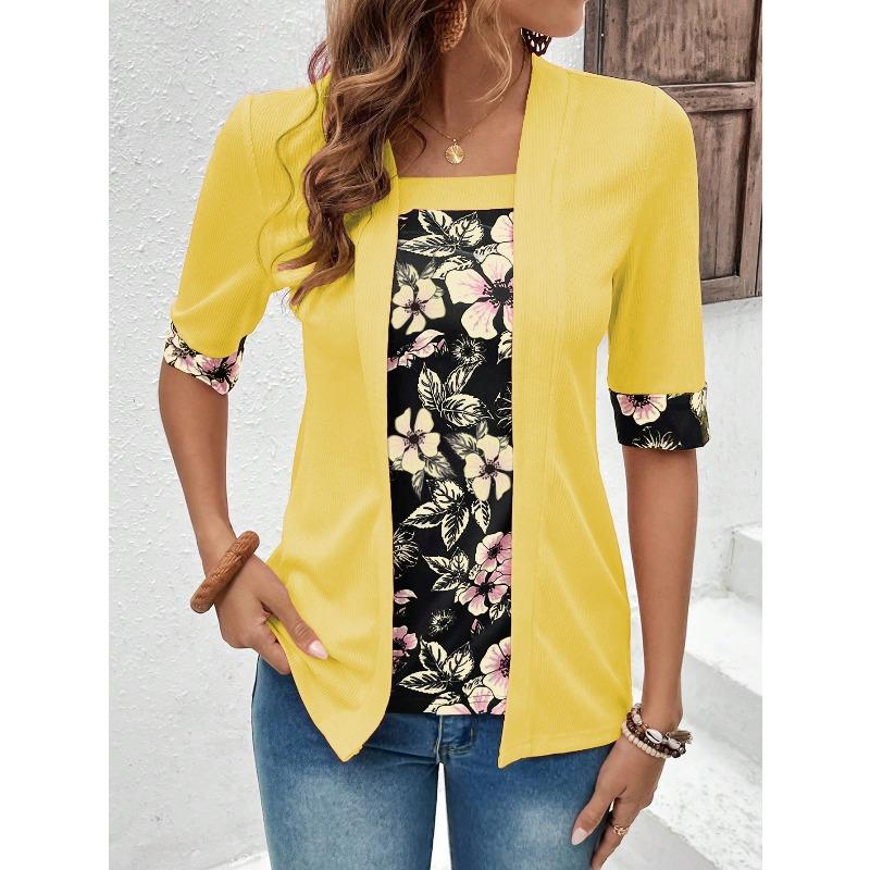 QICED Women s Fashion Casual Short Sleeve Blouses & Shirts S