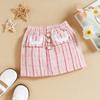 Girls Fashion Set Summer Children's Bear Bow Pullover Short Sleeve T-shirt Skirt Set