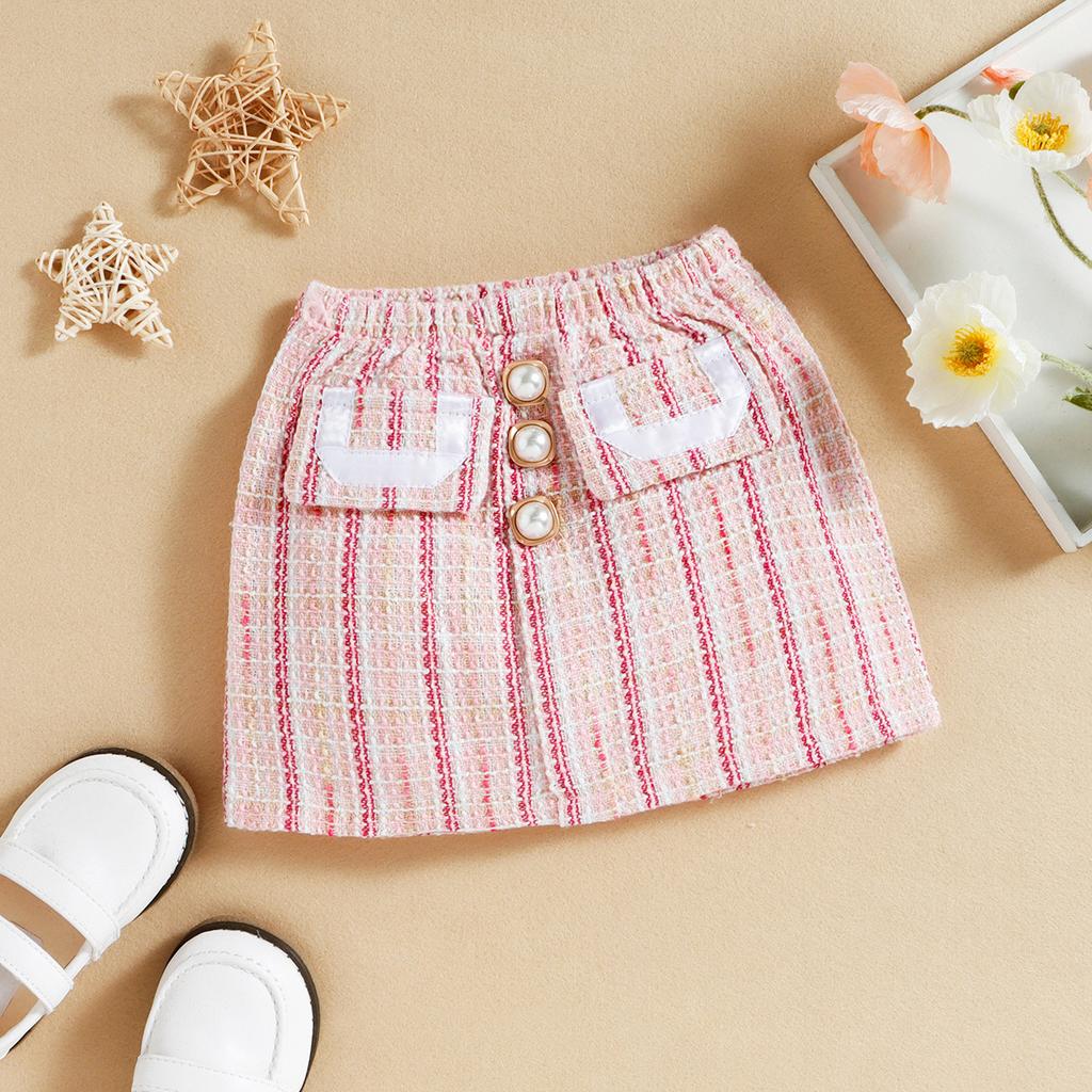 Girls Fashion Set Summer Children's Bear Bow Pullover Short Sleeve T-shirt Skirt Set