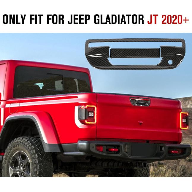 JeCar Carbon Fiber Tailgate Door Handle Cover Trim Accessories for Jeep Gladiator JT 2020-2023