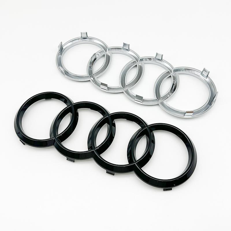 For Audi ABS Four Ring Gloss Black Car Logo Cover Front Grille Badge A3 A4 A5 A6 A7 A8 Q3 Q5 Q7 Rear Trunk Badge Car Accessories