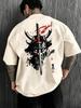Unisexs 100 Cotton Tshirt Summer Loose Breathable and Comfortable Samurai Ghost Face Print Casual Shortsleeved Shirt