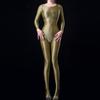 Sexy Women Oil Glossy Shiny Elastic Bodysuit Yoga Shapping Tights Bodycon Rompers Silky Satin Jumpsuits Maid Leotard