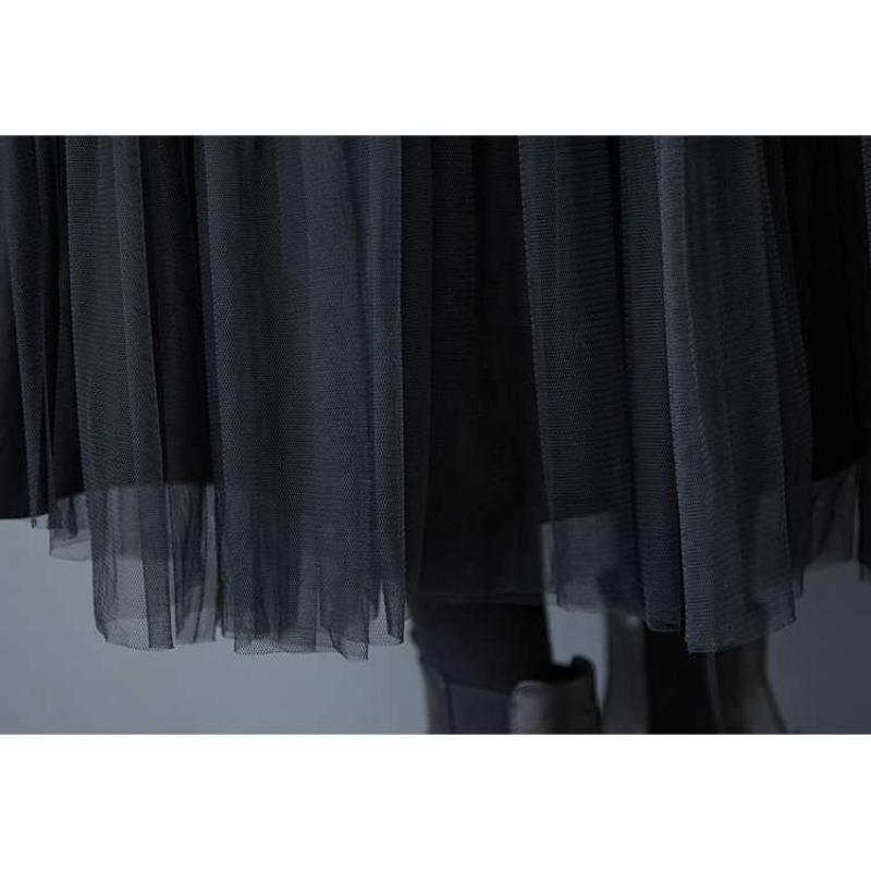 Patchwork Dress Design Sense Casual Loose Bottom Black Long Skirt